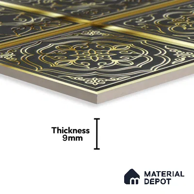 Metallic Wall Tile TL 07235 Regal Noir 1 ft x 1 ft Ceramic Matte Finish - 9 mm  | 2 mm Spacer is Mandatory | Suitable For Bathroom, Kitchen, Dining Area | Please Expect a Slight Variation of Pattern (Sample)